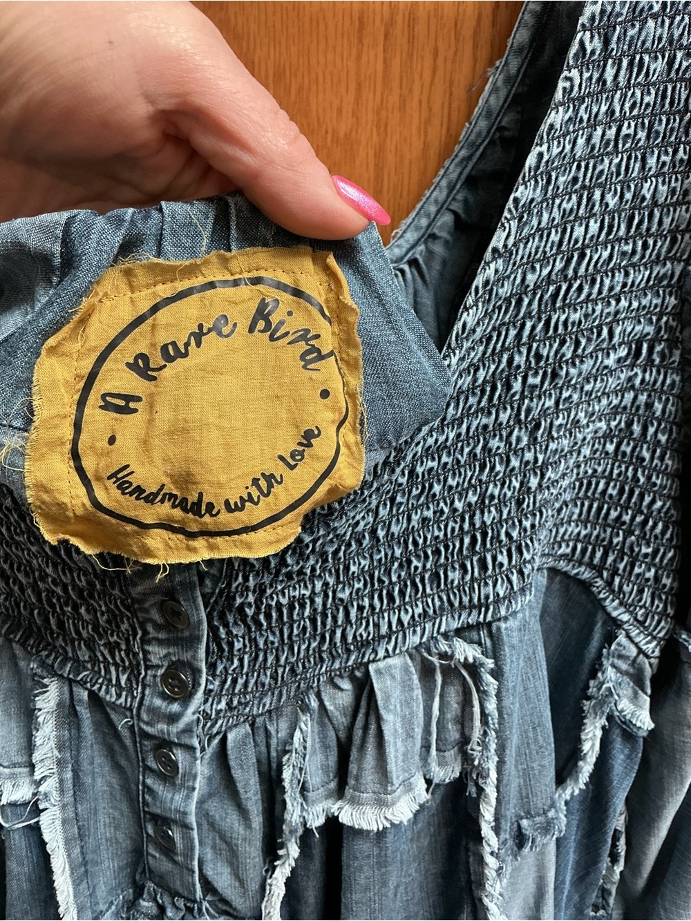 A Rare Bird patch work denim top - Picture 3 of 4